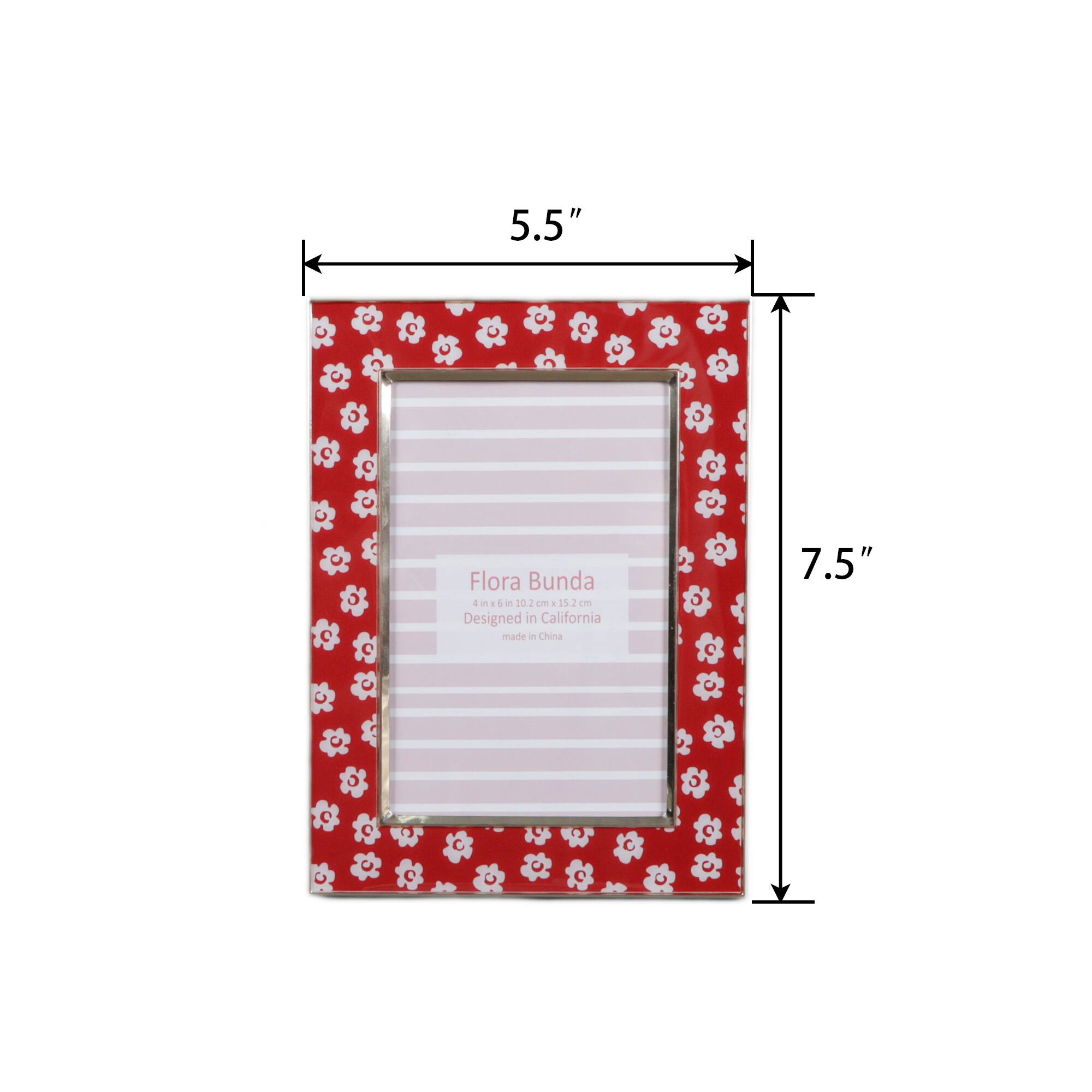 Flora Bunda 4" x 6" Red Floral Aluminum Picture Frame